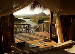 A view of the Kunene River from Serra Cafema Camp, Skeleton Coast, Namibia