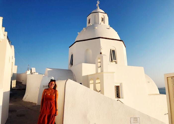 Laura in Fira, Santorini, Greece