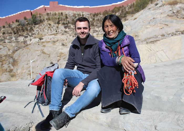 Duncan with a local in Gyantse, Tibet