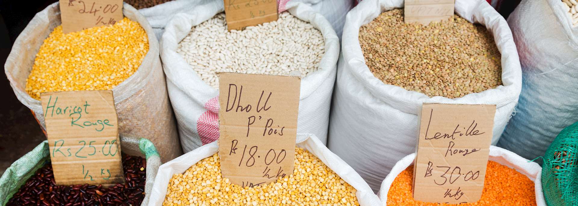 Grains and legumes for sale, Port Louis