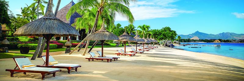 The beachfront at the Oberoi Mauritius