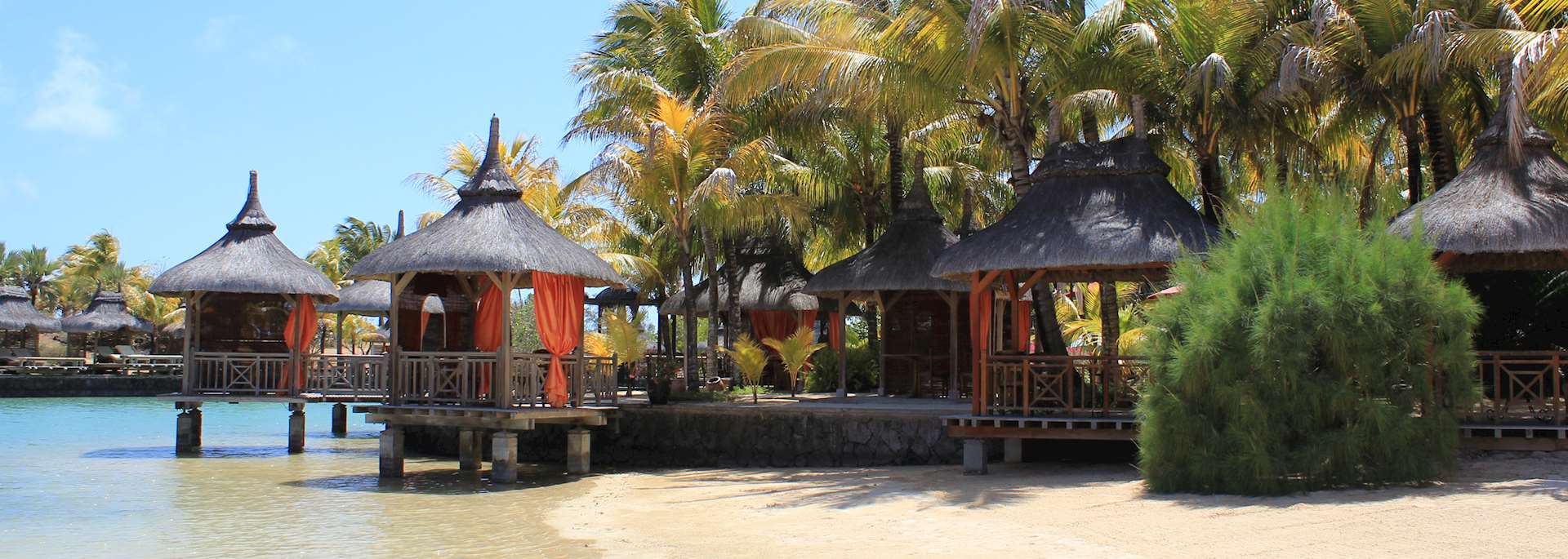 Beach huts in Mauritius