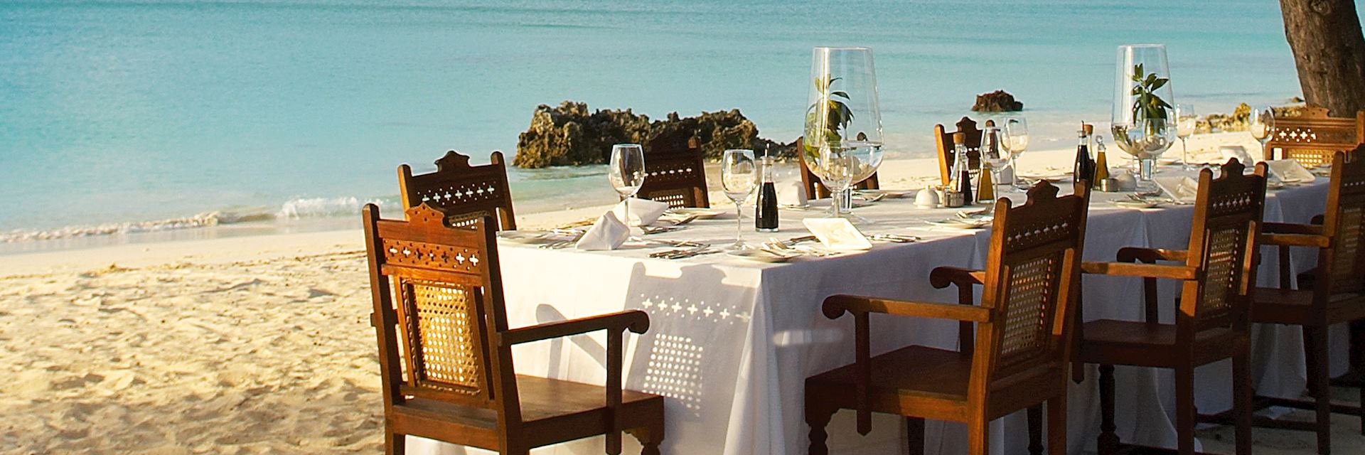Dining on the beach at Vamizi Island, Quirimba Archipelago