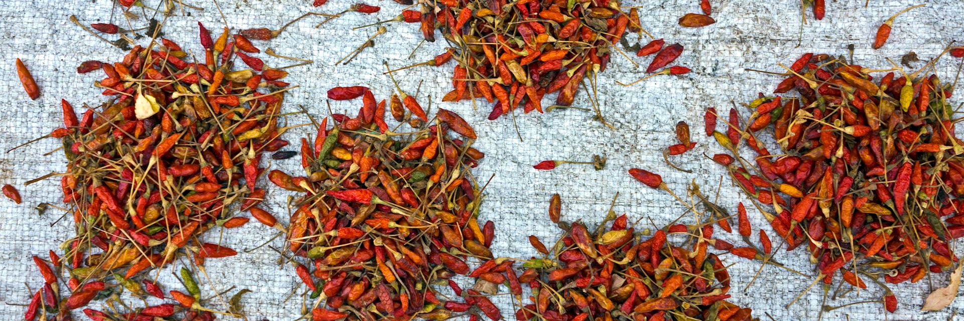 Chillies drying in a Mozambique market