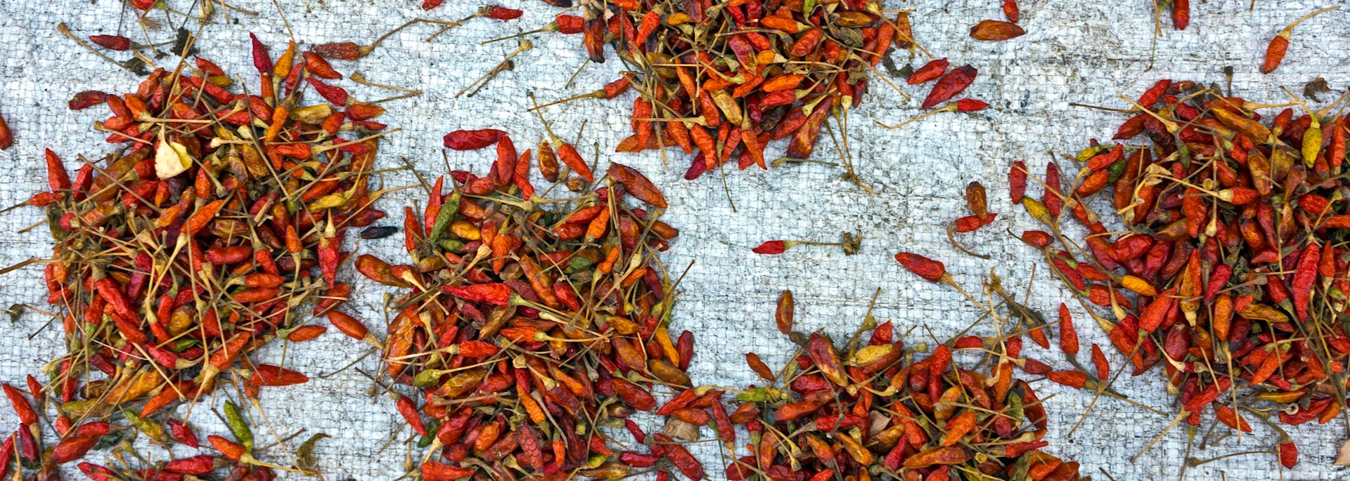 Chillies drying in a Mozambique market