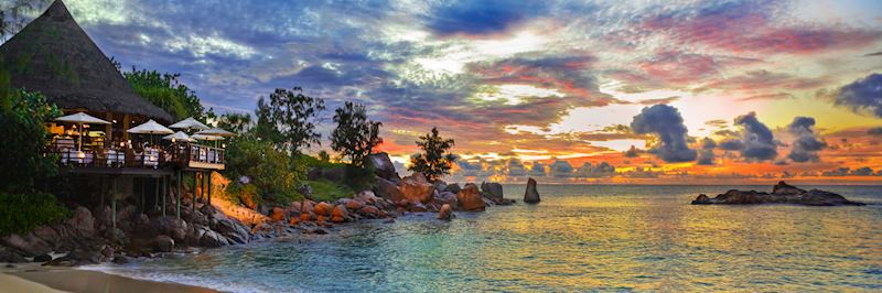 An overwater restaurant on Praslin