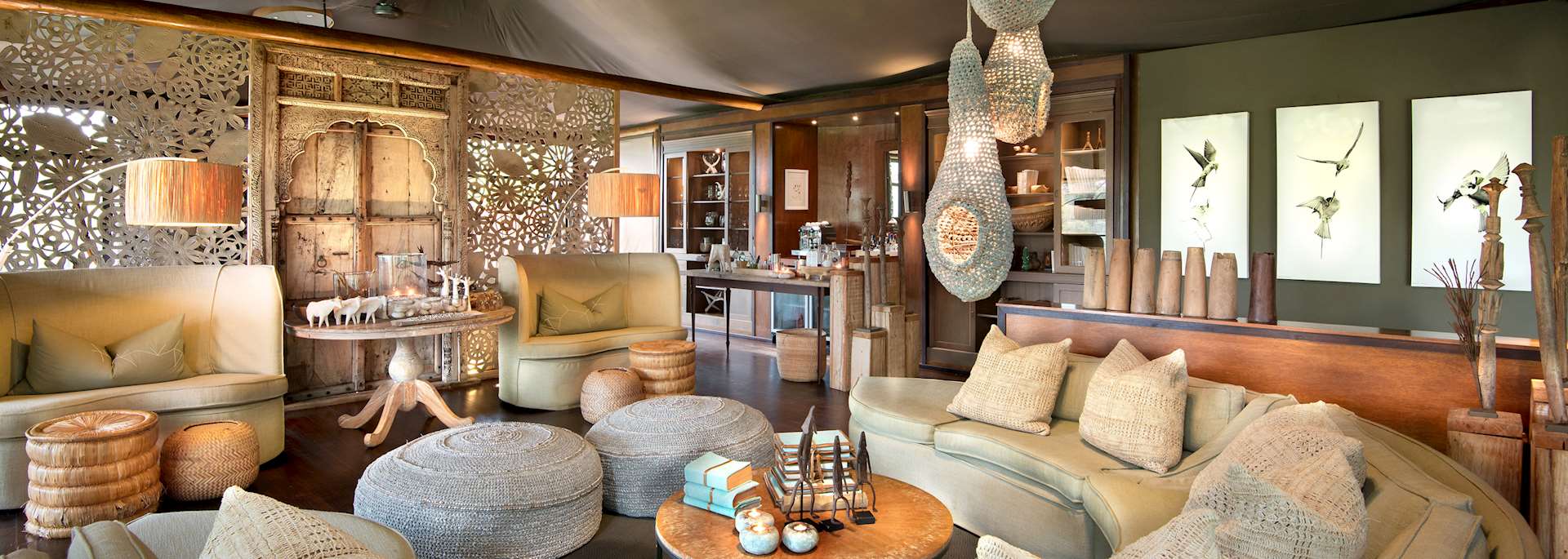 Guest lounge, &Beyond Ngala Tented Camp