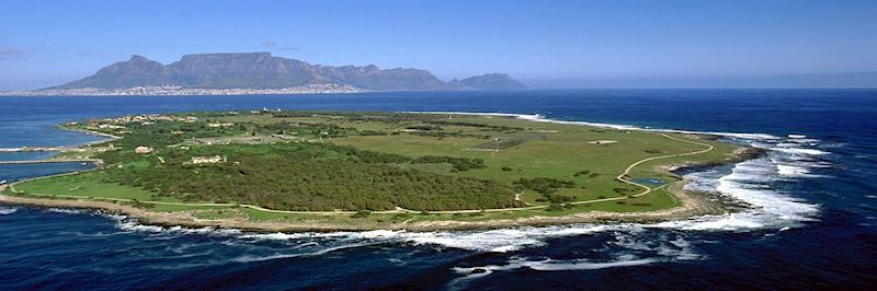 Robben Island with Table Mountain the background