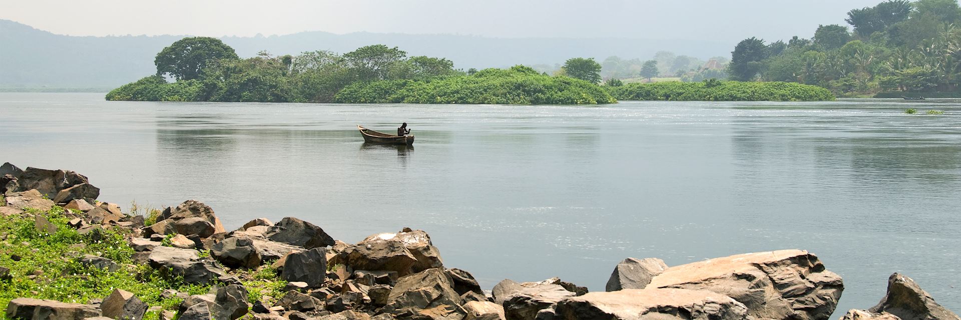 Fishing on a lake near Jinja