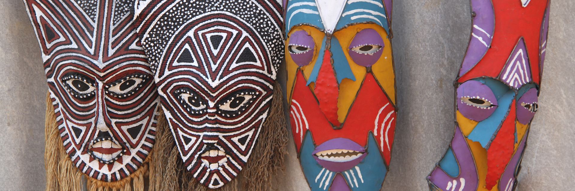 Tribal masks in a zimbabwean market