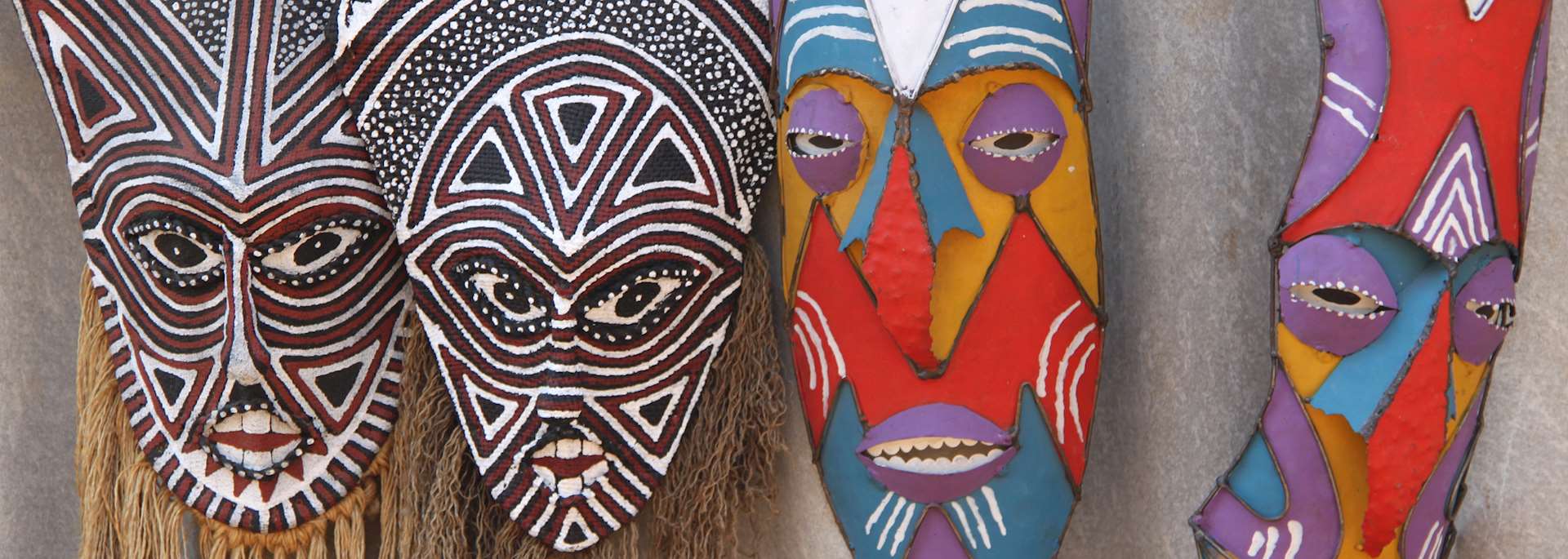 Tribal masks in a zimbabwean market