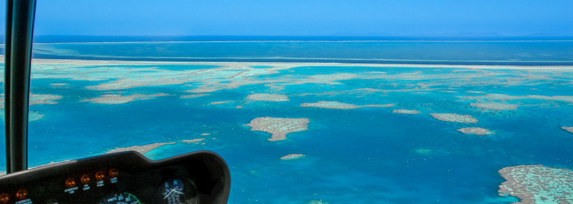 Helicopter flight over the Great Barrier Reef