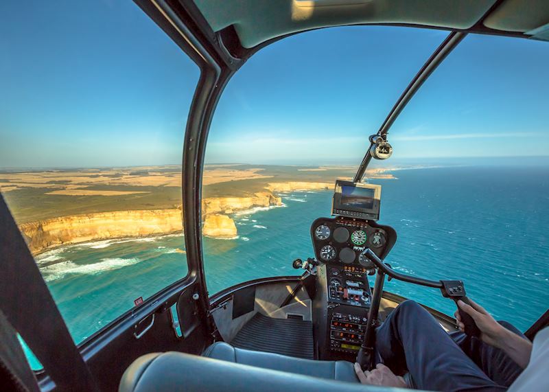 Helicopter flight over the Twelve Apostles