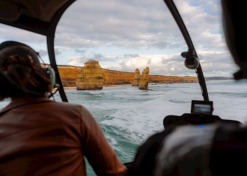 Helicopter flight over the Twelve Apostles