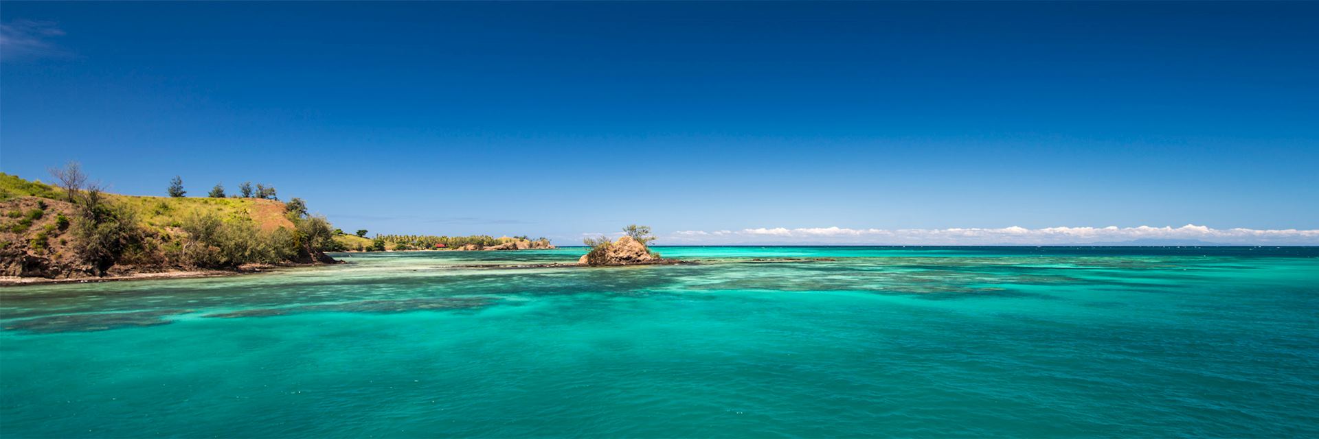 White sand beach and clear sea, Fiji