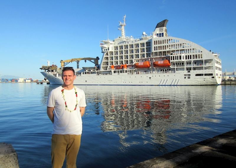 Joshua in front of the Aranui