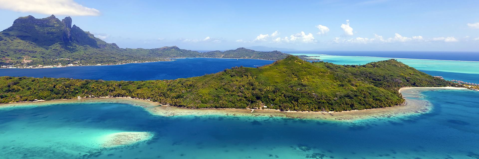 A view of Mount Otemanu on Bora Bora from the air