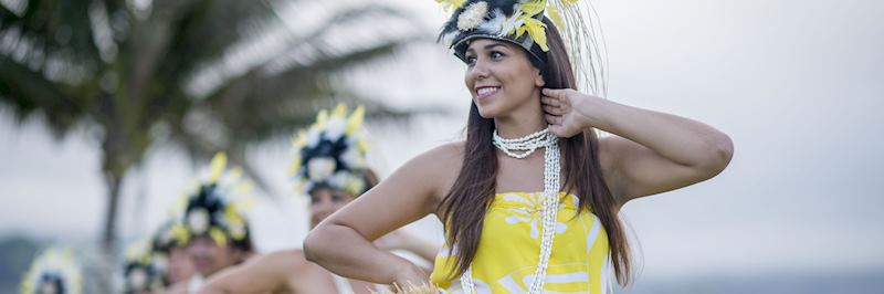 Polynesian dancers in typical dress