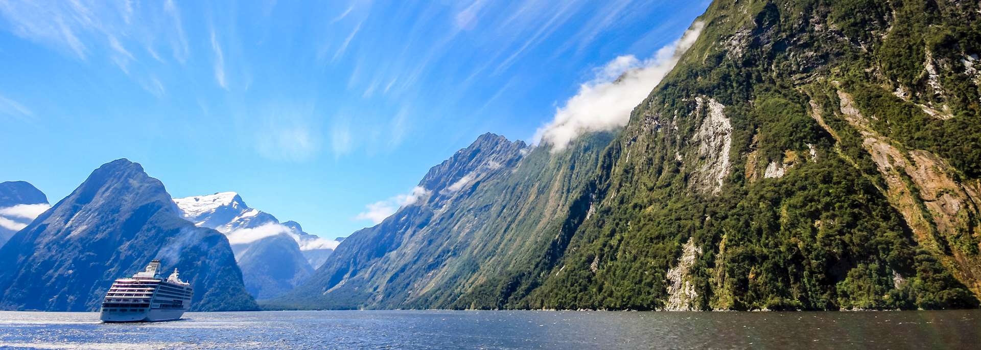 Cruise ship in Milford Sound