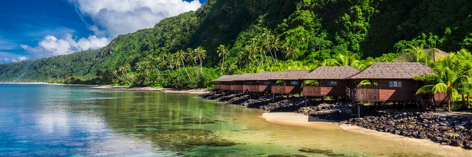 Beach houses on Upolu, Samoa