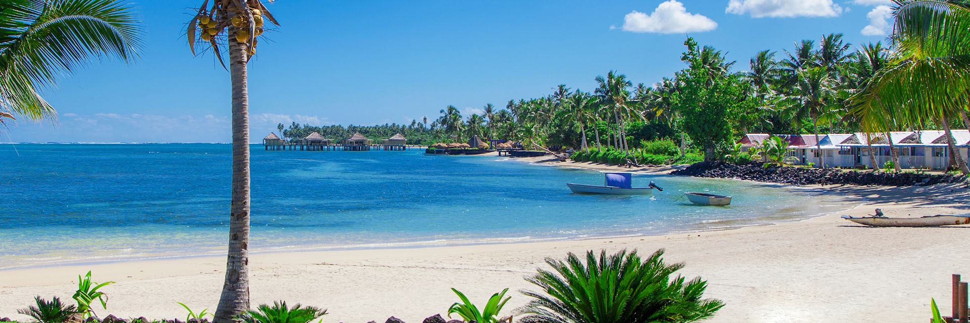 White sand beach and clear sea, Samoa