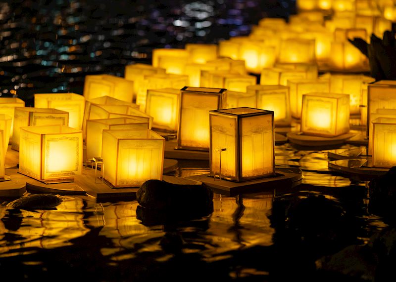Floating lanterns during the Obon Festival