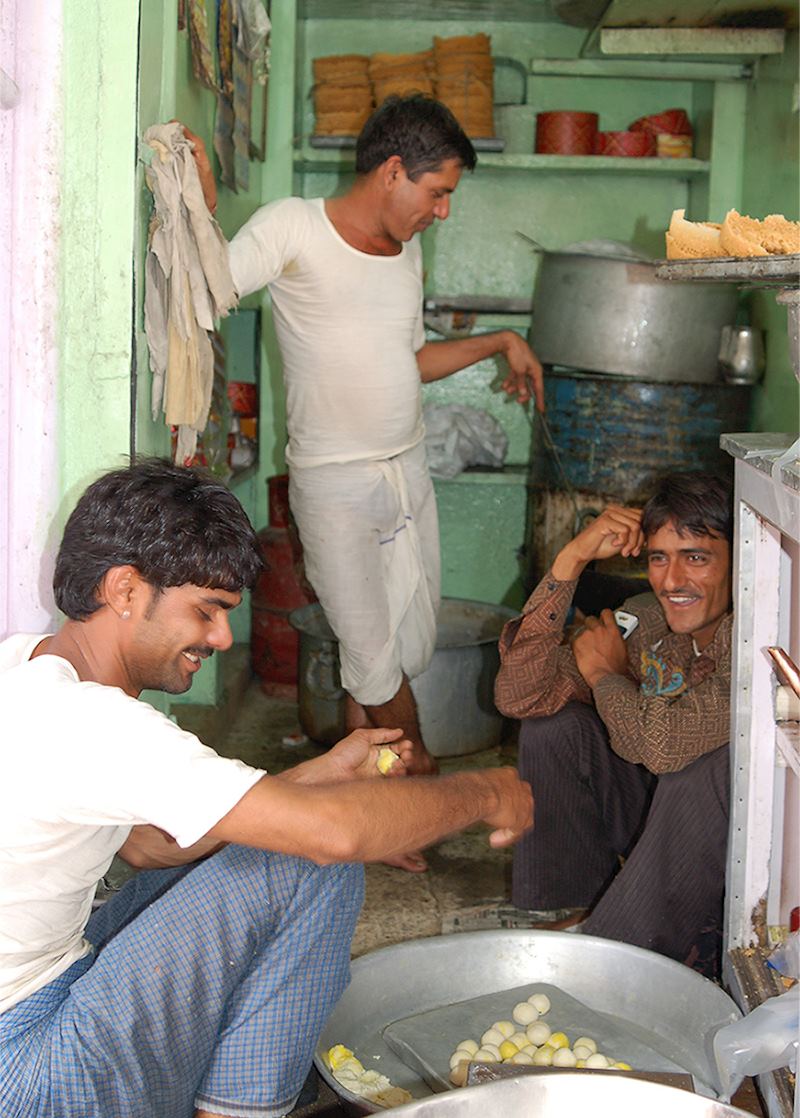 Food stall in the Old City bazaars, Jaipur