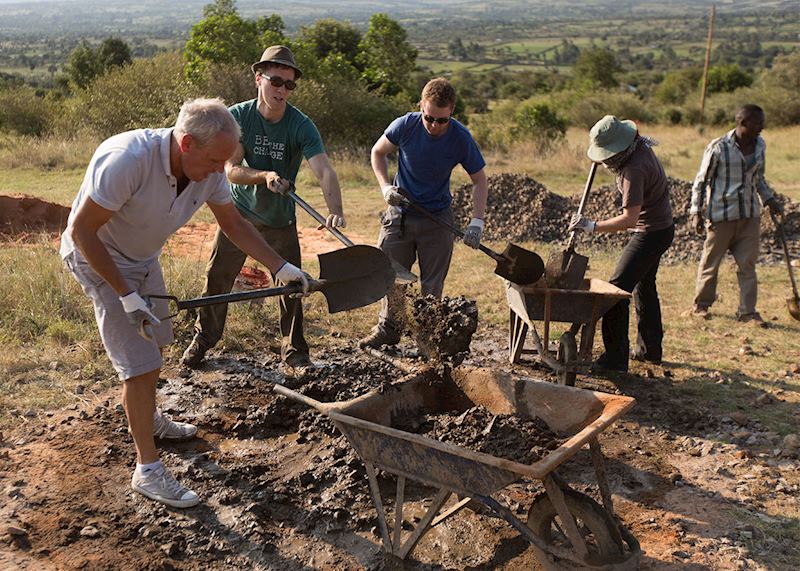 Helping out on a local community project, Bogani, Kenya