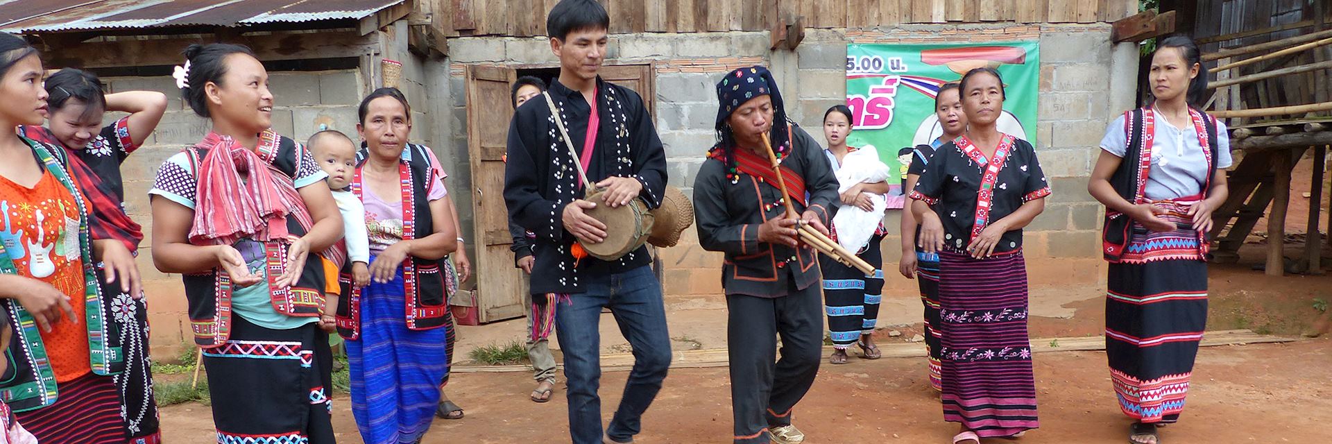 Lahu tribe dancing with musical instruments