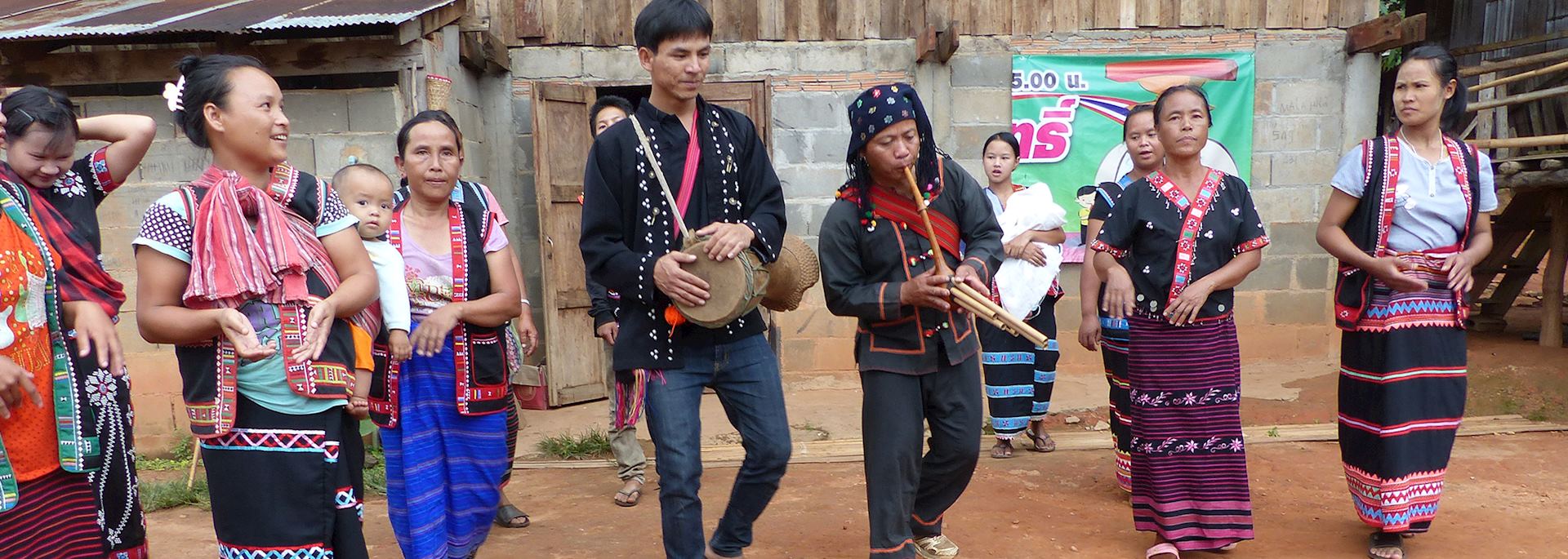 Lahu tribe dancing with musical instruments