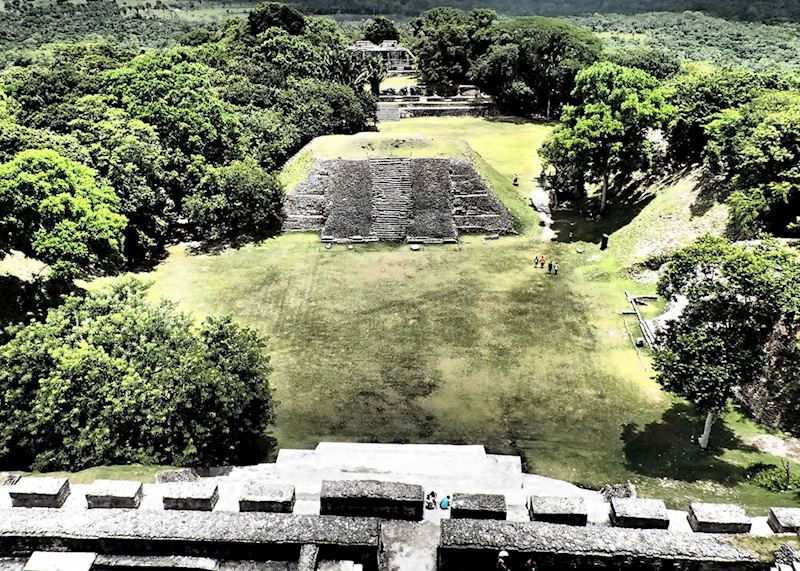 View from the top of the main temple at Xunantunich in the Mayan heartland