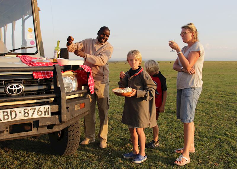 Taking a break on safari with our guide, Twala