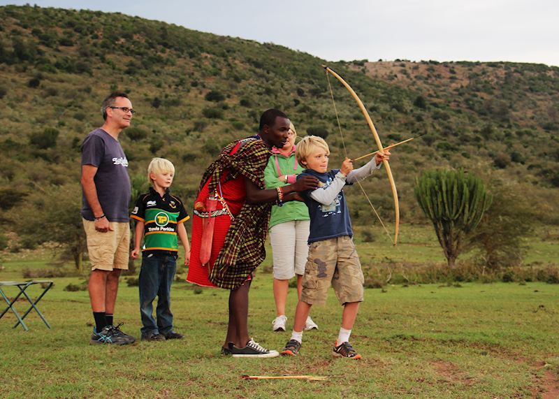 Weapons training with a Maasai warrior