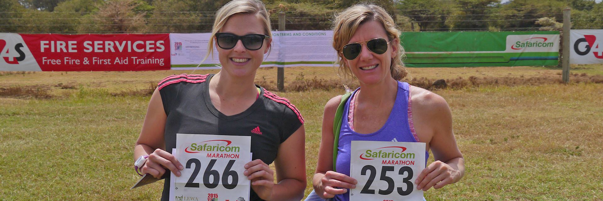 Alice and Katie ready to begin the Lewa Marathon