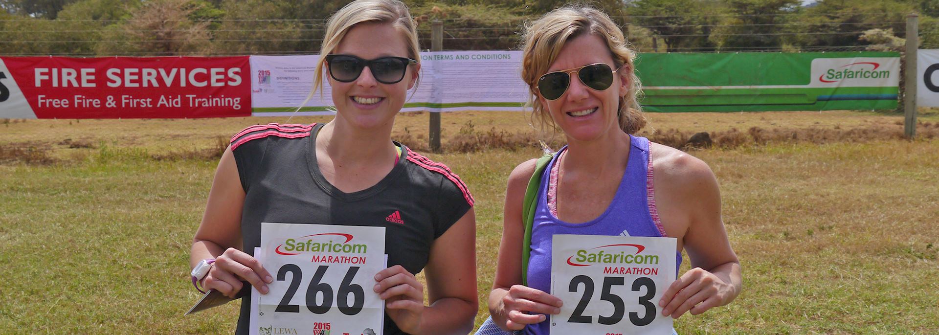 Alice and Katie ready to begin the Lewa Marathon