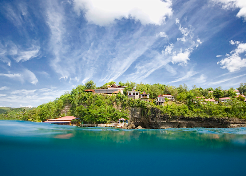 View of Ti Kaye from the Caribbean Sea
