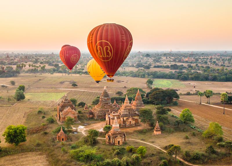 A hot air balloon trip is a great way to experience Bagan's temples