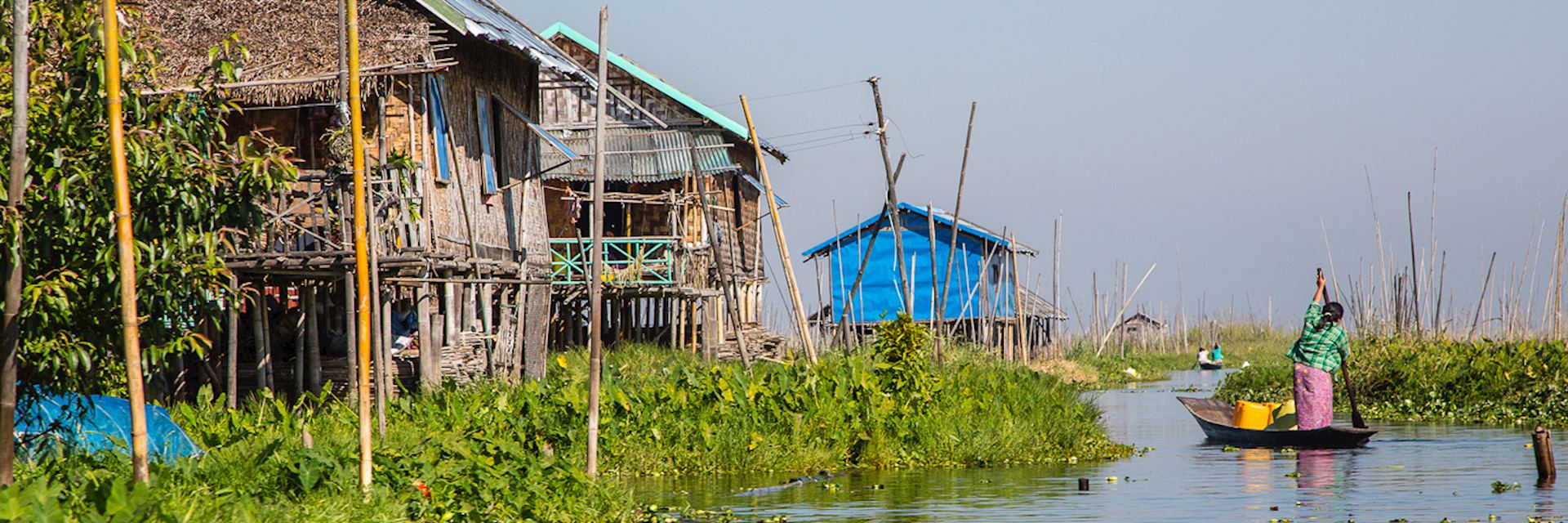 Visit Inle Lake with its floating vegetable patches and stilted homes