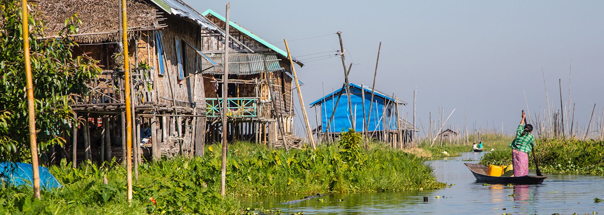 Visit Inle Lake with its floating vegetable patches and stilted homes
