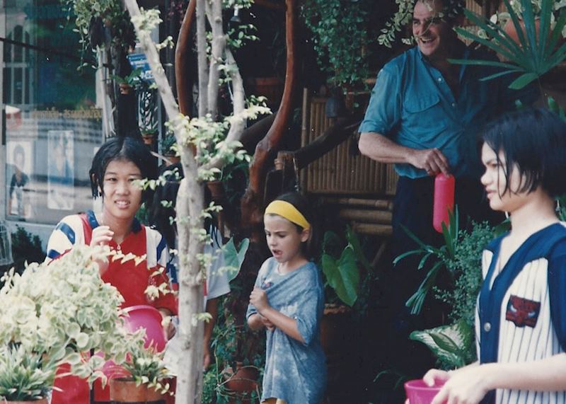 Molly with her family at Songkran