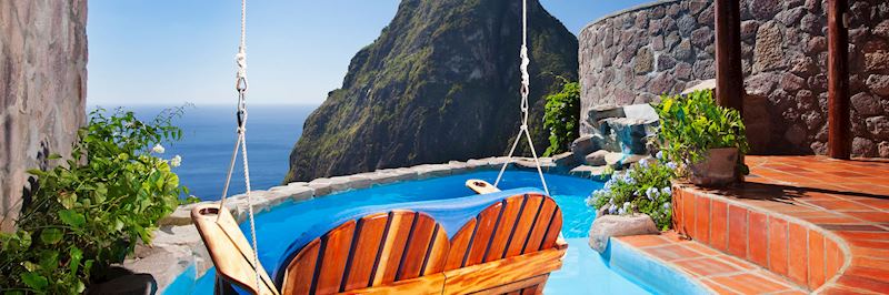 A view of one of the two Pitons (volcanic mountains) from Ladera