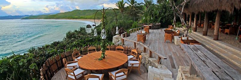 The outdoor restaurant at the Nihiwatu Resort on Sumba Island, Indonesia