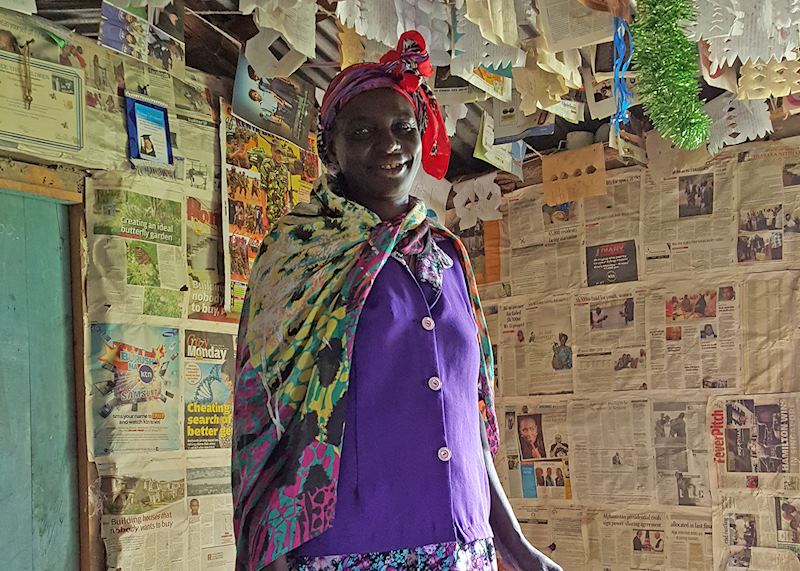 Mama Joyce in the home she was able to build with the support of Free The Children