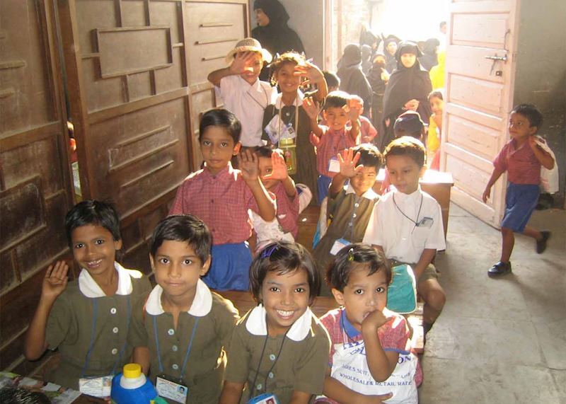 Children at school in the Dharavi slum