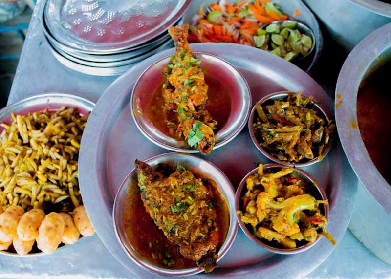 Plated dishes, roadside eatery, Calcutta