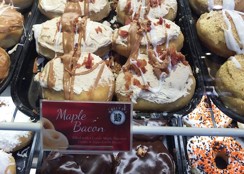 Maple syrup and bacon doughnuts