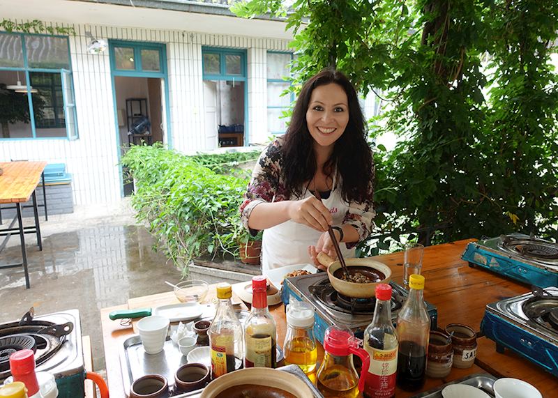 Sophie doing a cooking class