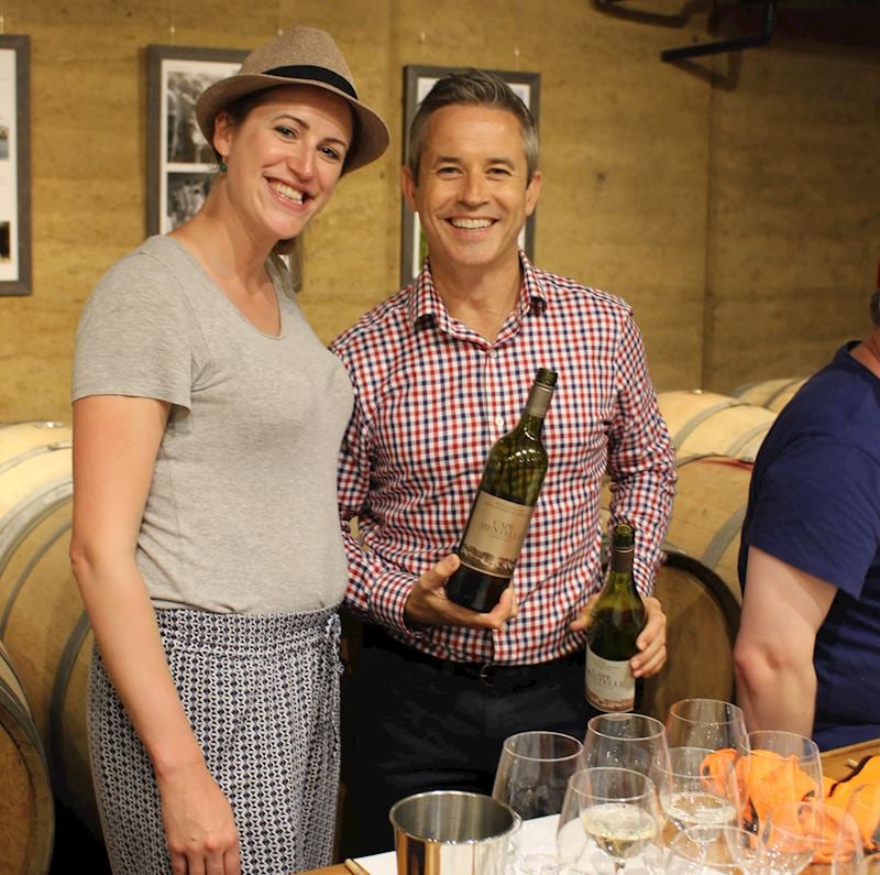 Sophie wine-tasting with her guide Cameron from Cape Mentelle