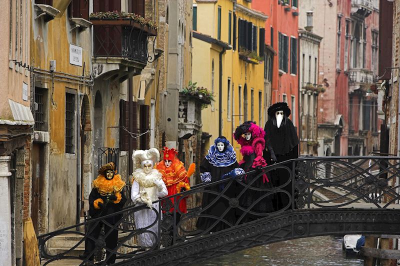 Participants celebrating Carnevale, Venice, Italy