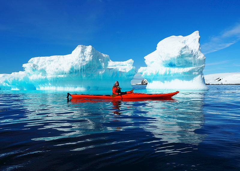 Nik kayaking in Antarctica